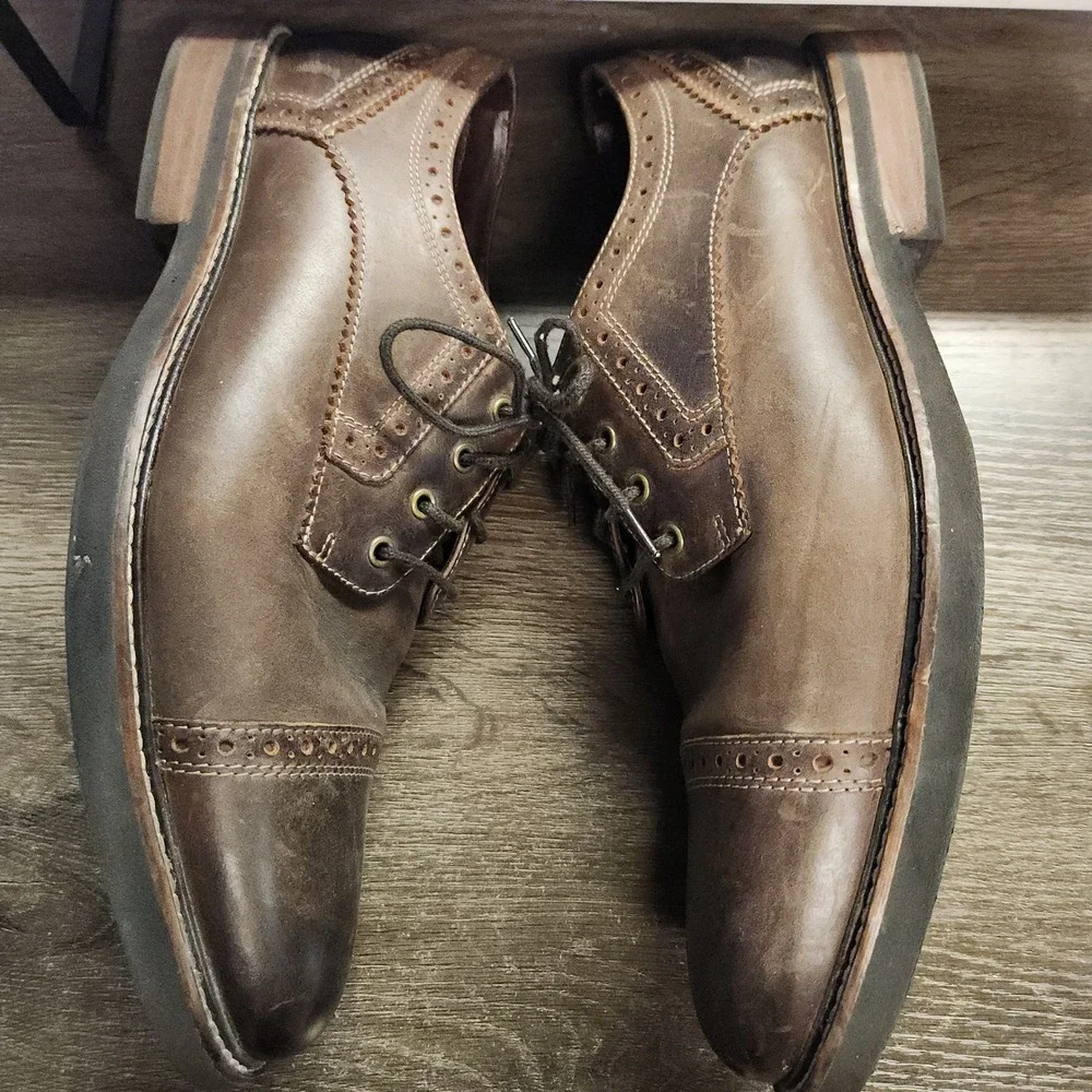 Nunn Bush Men's Overland Cap Toe Oxford Lace Up Leather Dress Shoe Size 12M‎